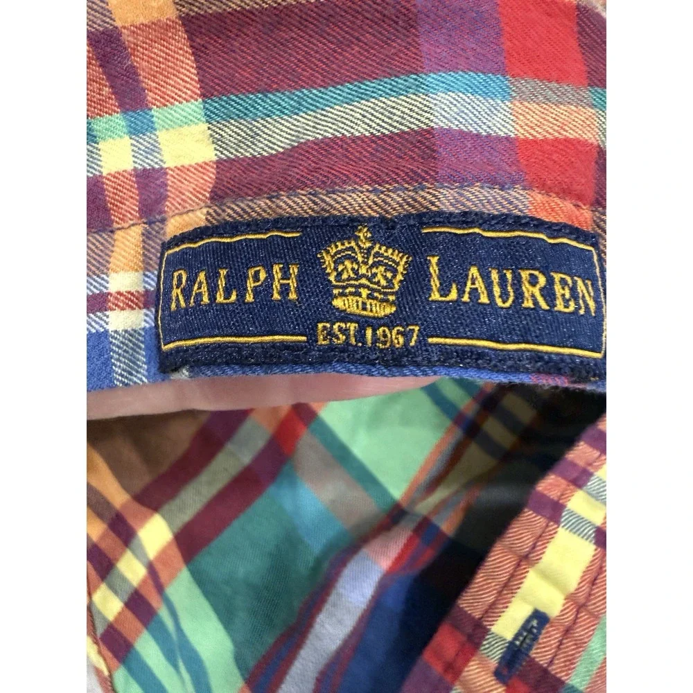 Ralph Lauren Shirt  Boys 14 Long Sleeve Button Down Plaid Yellow